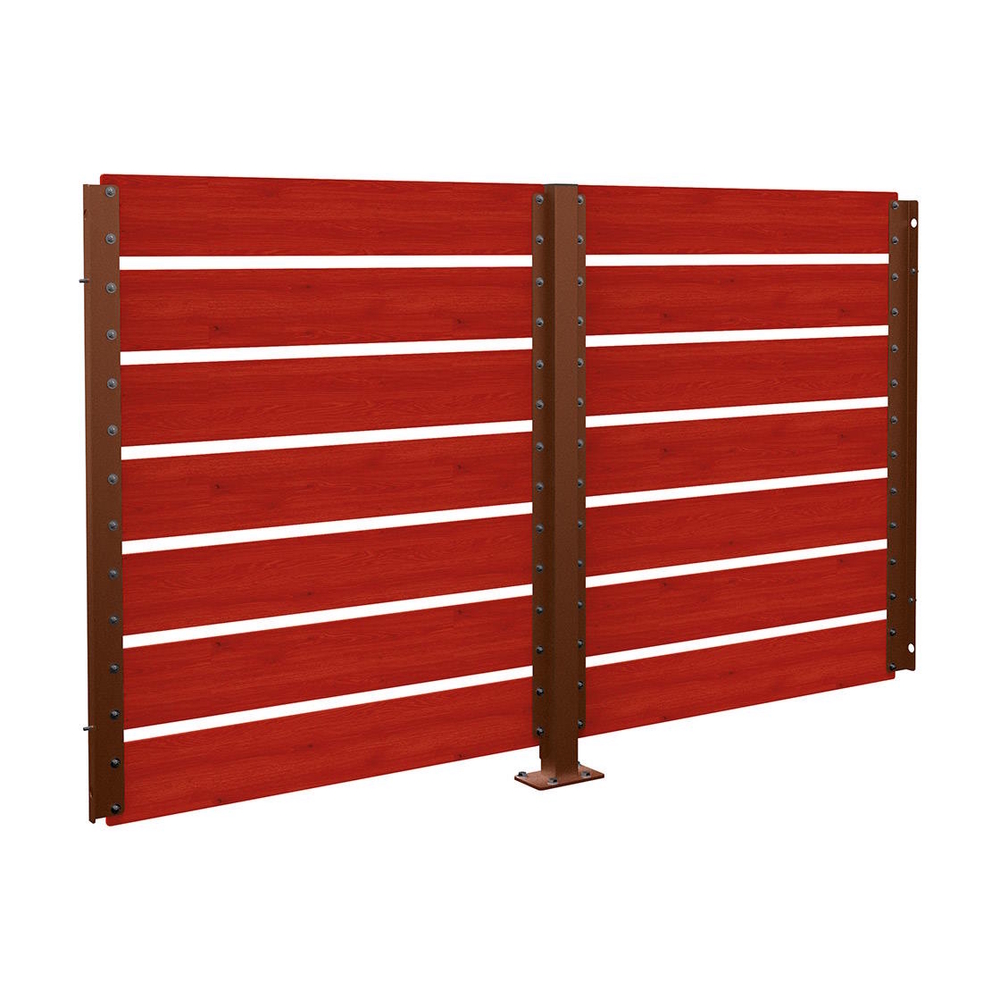 Bardage de retour avant 2500mm pour abri conteneurs Modulo Aspect Corten - Stratifié acajou - 2500 mm - Scellement direct - PROCITY - 529788.S025.ACAJ