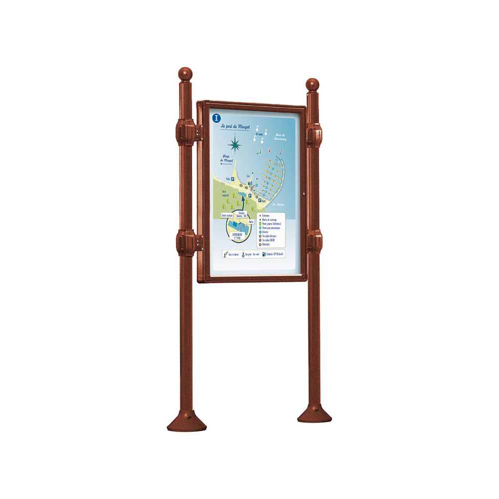Panneau-vitrines d'information Boule Aspect Corten - 1200x800 - Module initial - Simple face - Sans bandeau-titre - PROCITY - 530102.S025