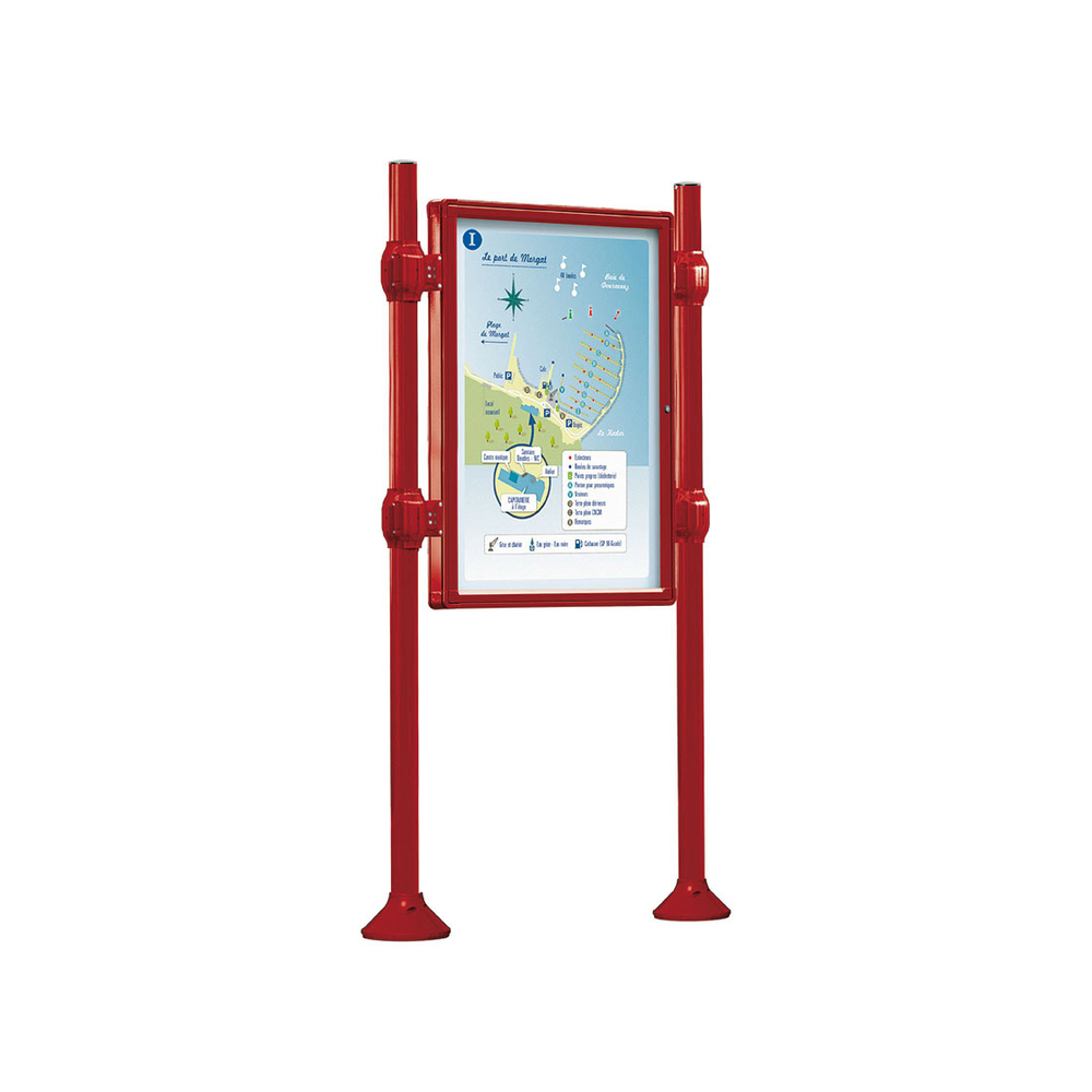 Panneau-vitrines d'information Inox brossé RAL3004 - 1200x800 - Module initial - Simple face - Sans bandeau-titre - PROCITY - 530109.3004