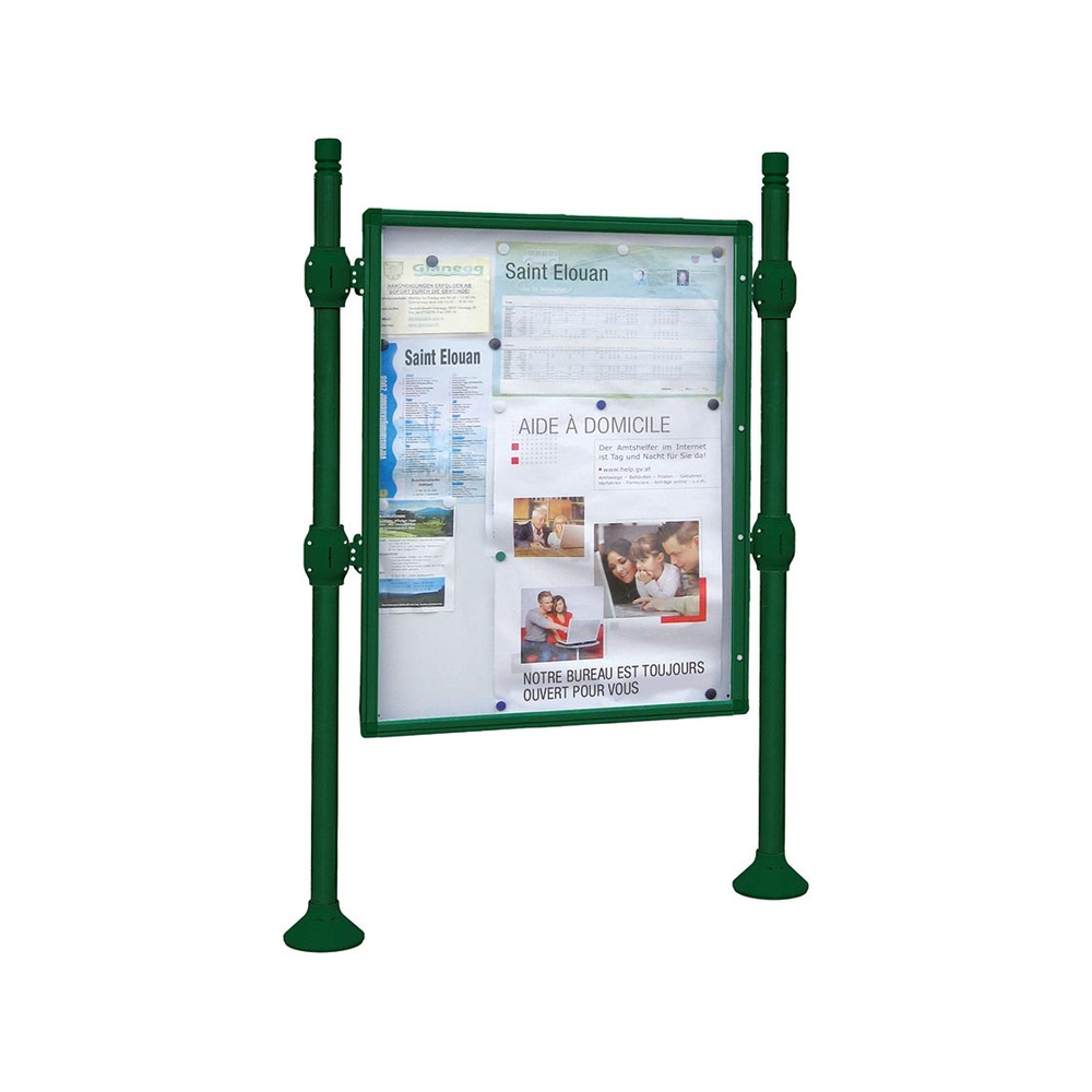 Panneau-vitrines d'information City RAL6005 - 1600x1200 - Module initial - Simple face - Sans bandeau-titre - PROCITY - 532100.6005