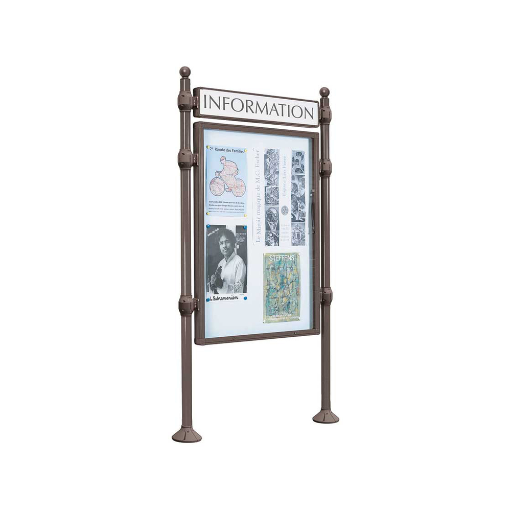 Panneau-vitrines d'information Boule Aspect Corten - 1600x1200 - Module initial - Simple face - Sans bandeau-titre - PROCITY - 532102.S025