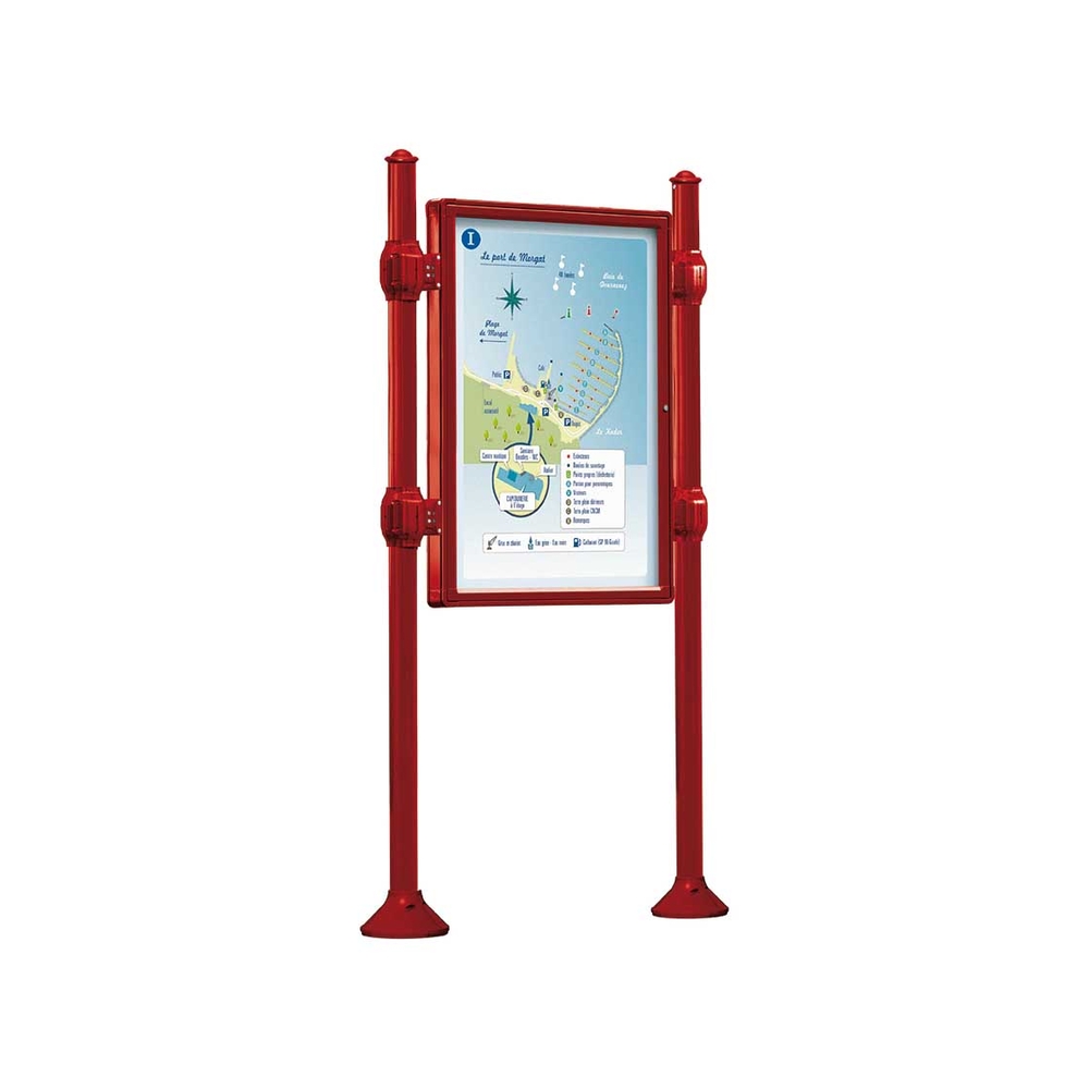 Panneau-vitrines d'information Agora RAL3004 - 1200x800 - Module initial - Double face - Sans bandeau-titre - PROCITY - 540101.3004