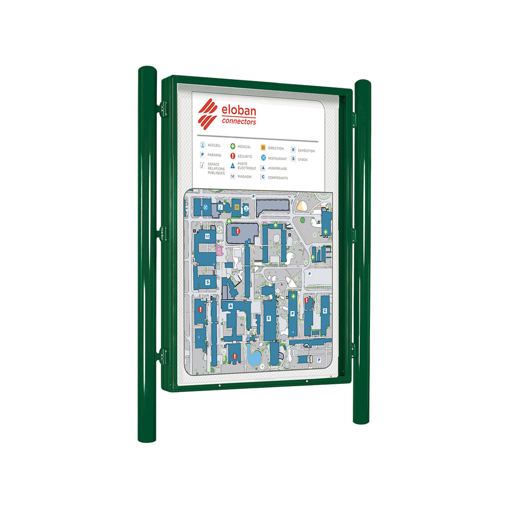 Panneau-vitrine Carrefour RAL6005 - Double face - 1860x1310mm - PROCITY - 573100.6005