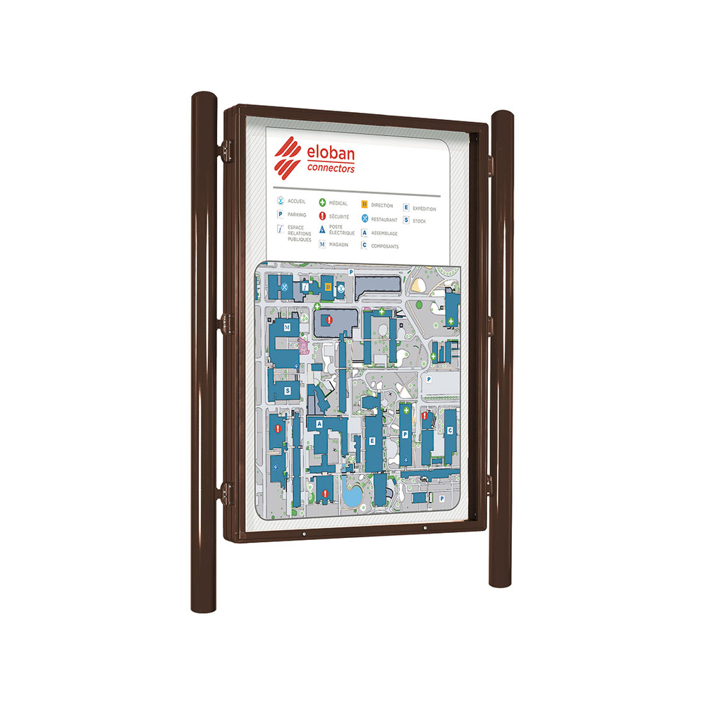 Panneau-vitrine Carrefour RAL8017 - Double face - 1860x1310mm - PROCITY - 573100.8017