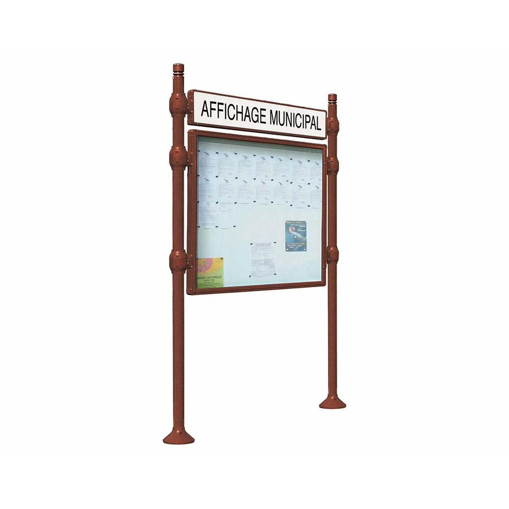 Panneau-vitrines d'information City Aspect Corten - 800x1200 - Module initial - Simple face - Bandeau-titre - PROCITY - 590010.S025
