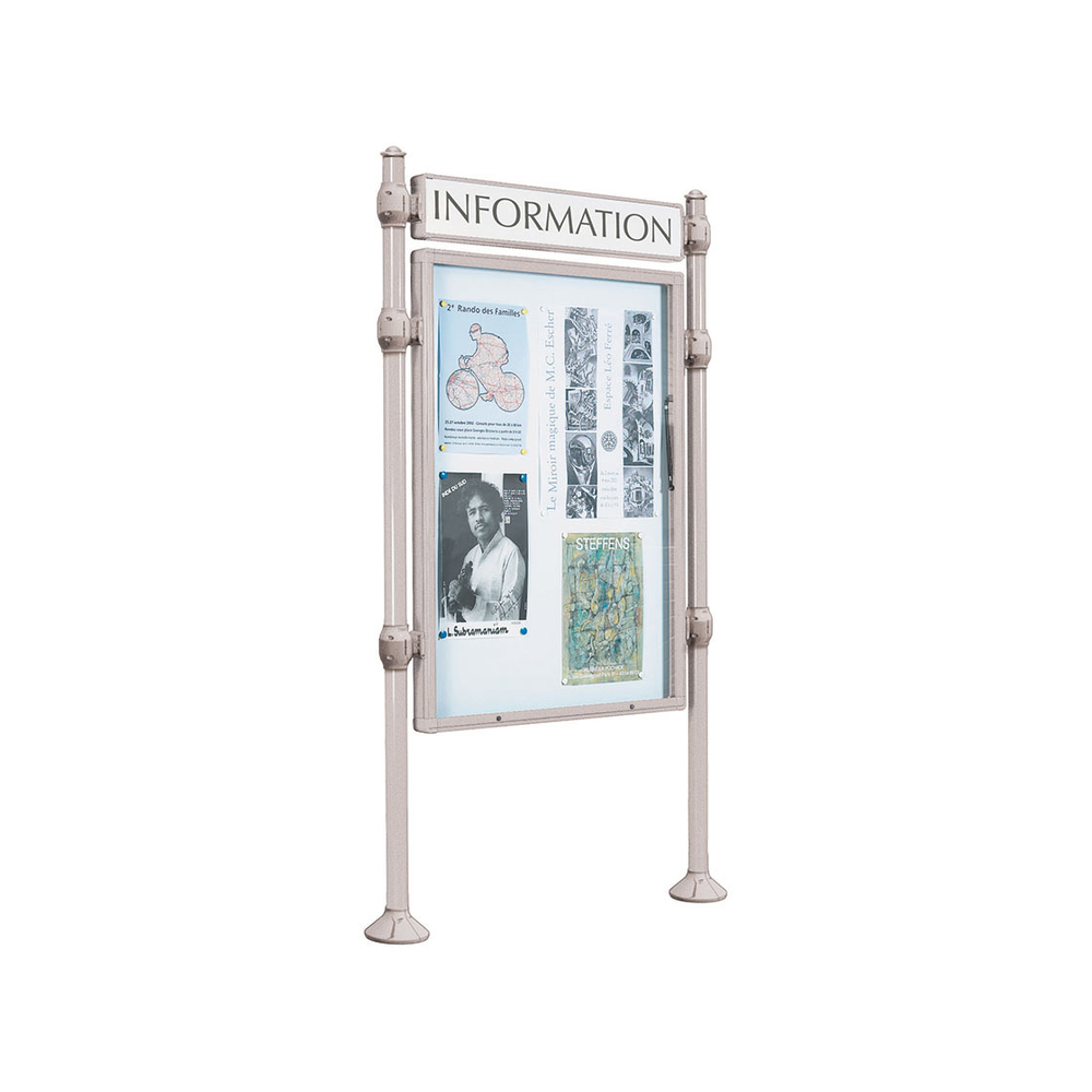 Panneau-vitrines d'information Agora RAL7044 - 1200x800 - Module initial - Double face - Bandeau-titre - PROCITY - 590511.7044