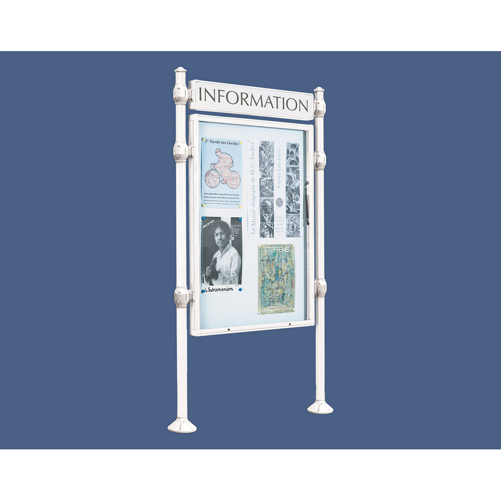 Panneau-vitrines d'information Agora RAL9010 - 1200x800 - Module initial - Double face - Bandeau-titre - PROCITY - 590511.9010