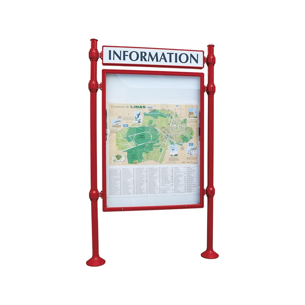 Panneau-vitrines d'information Agora RAL3004 - 1600x1200 - Module initial - Double face - Bandeau-titre - PROCITY - 590711.3004
