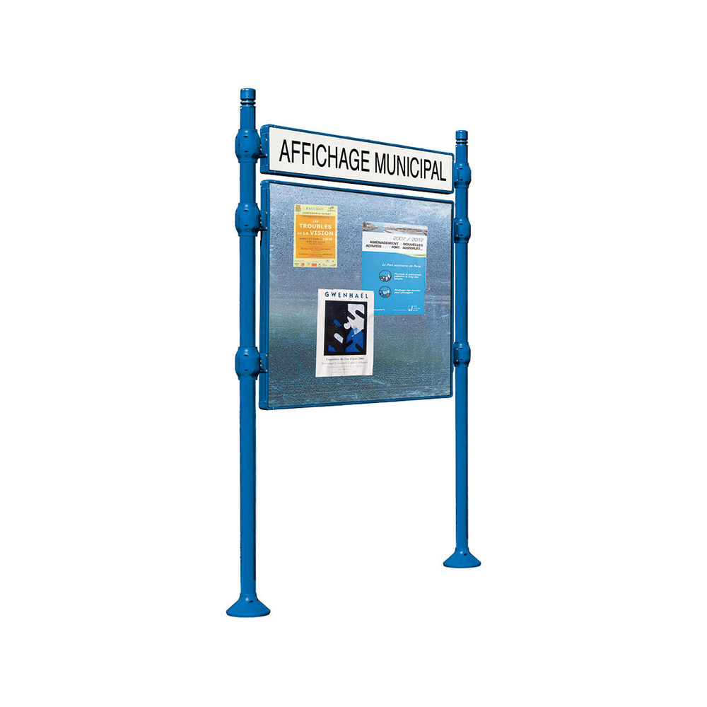 Panneau d'affichage libre City RAL5010 - 870x1225 - Module initial - Bandeau-titre - PROCITY - 591130.5010