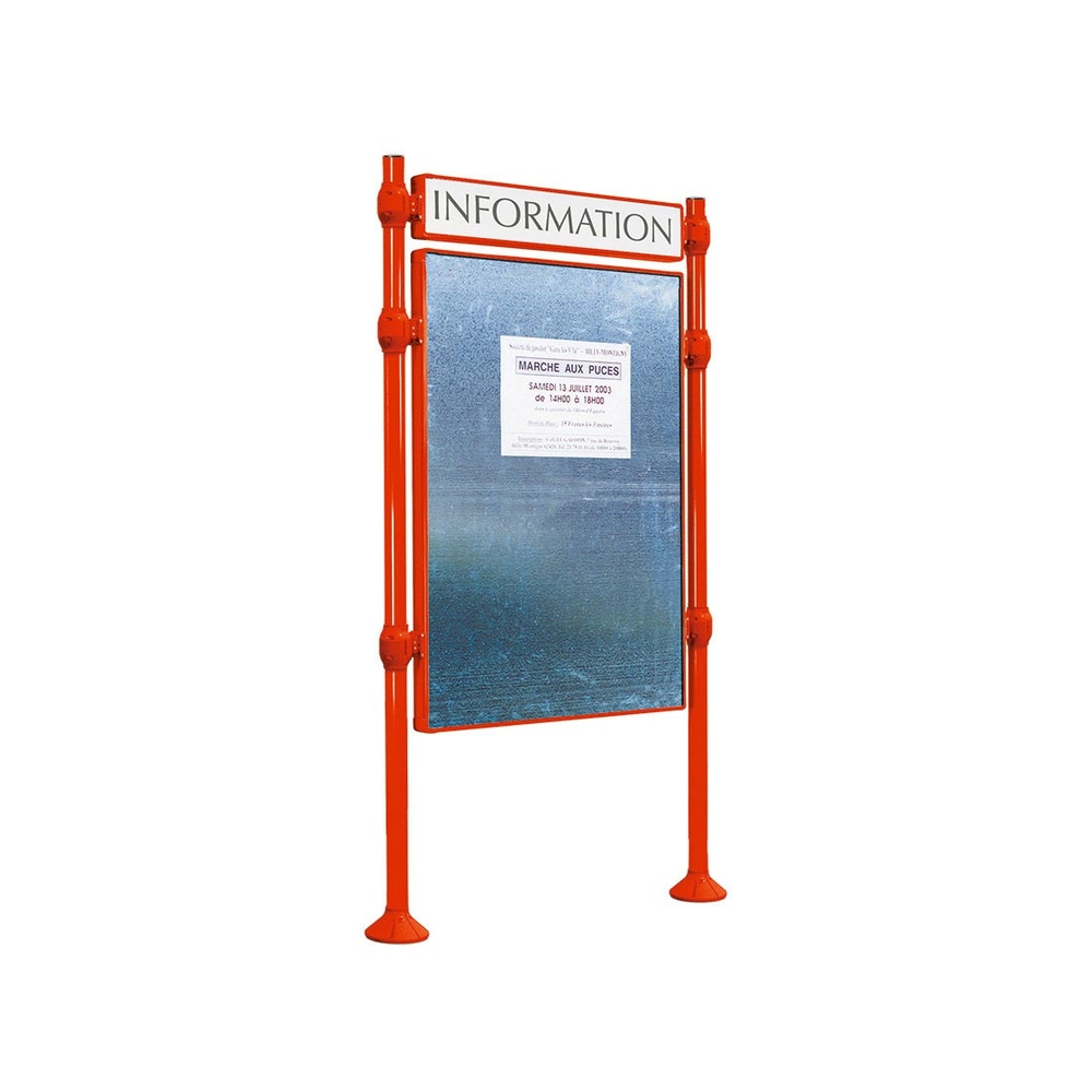 Panneau d'affichage libre Inox brossé RAL3020 - 1670x1225 - Module initial - Bandeau-titre - PROCITY - 591231.3020