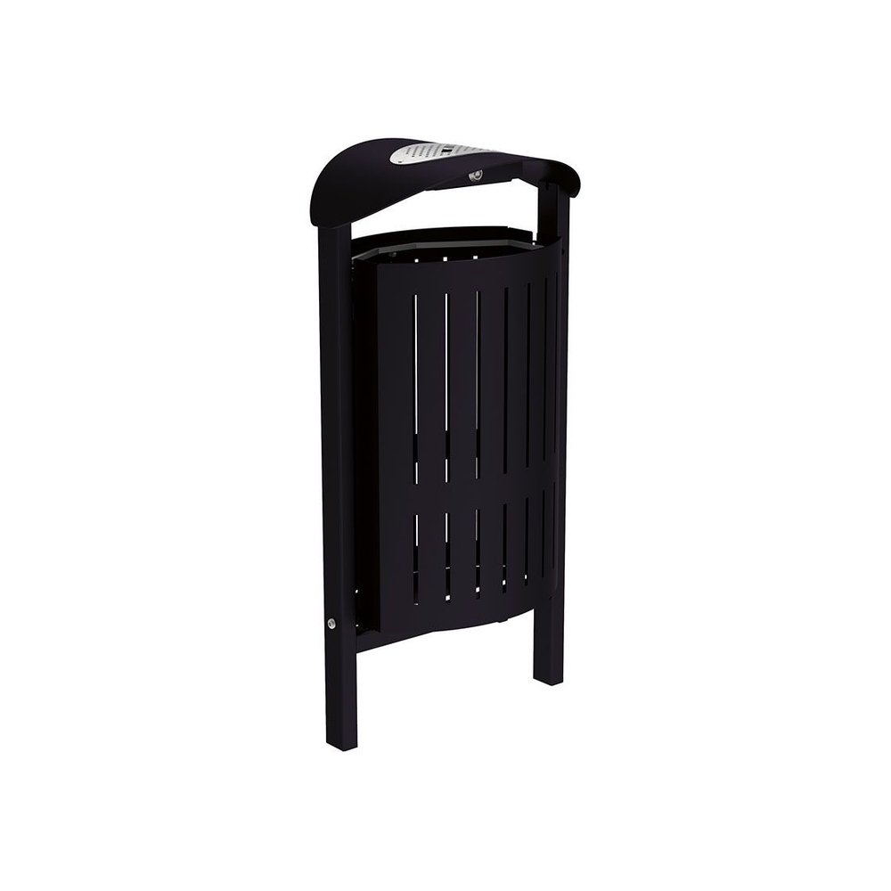 Corbeille Silaos acier 50 litres RAL9005 - cendrier - Scellement direct - PROCITY - 594148.9005