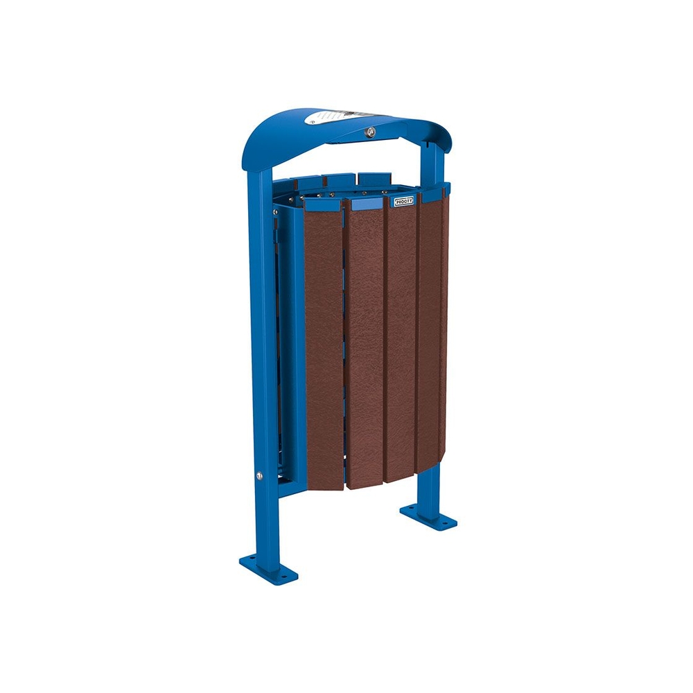 Corbeille Silaos acier et plastique recyclé 50 litres RAL5010 - cendrier - Sur platines - PROCITY - 594159.5010