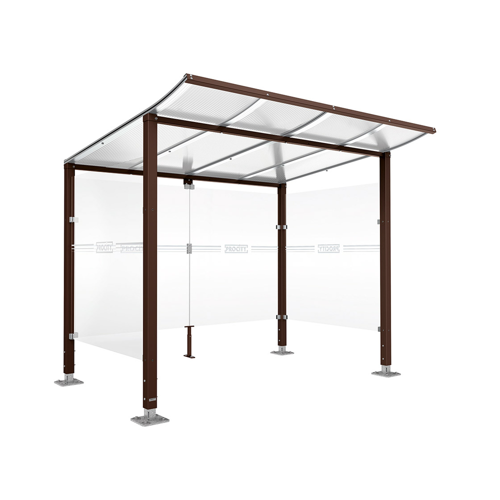 Abri vélos Modulo bardages en verre RAL8017 - Initial + bardage de fond et latéraux - Sur platines - Prof 2000mm - PROCITY - 599170.8017