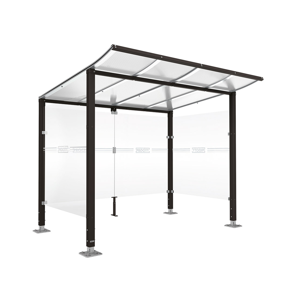 Abri vélos Modulo bardages en verre RAL9005 - Initial + bardage de fond et latéraux - Sur platines - Prof 2000mm - PROCITY - 599170.9005