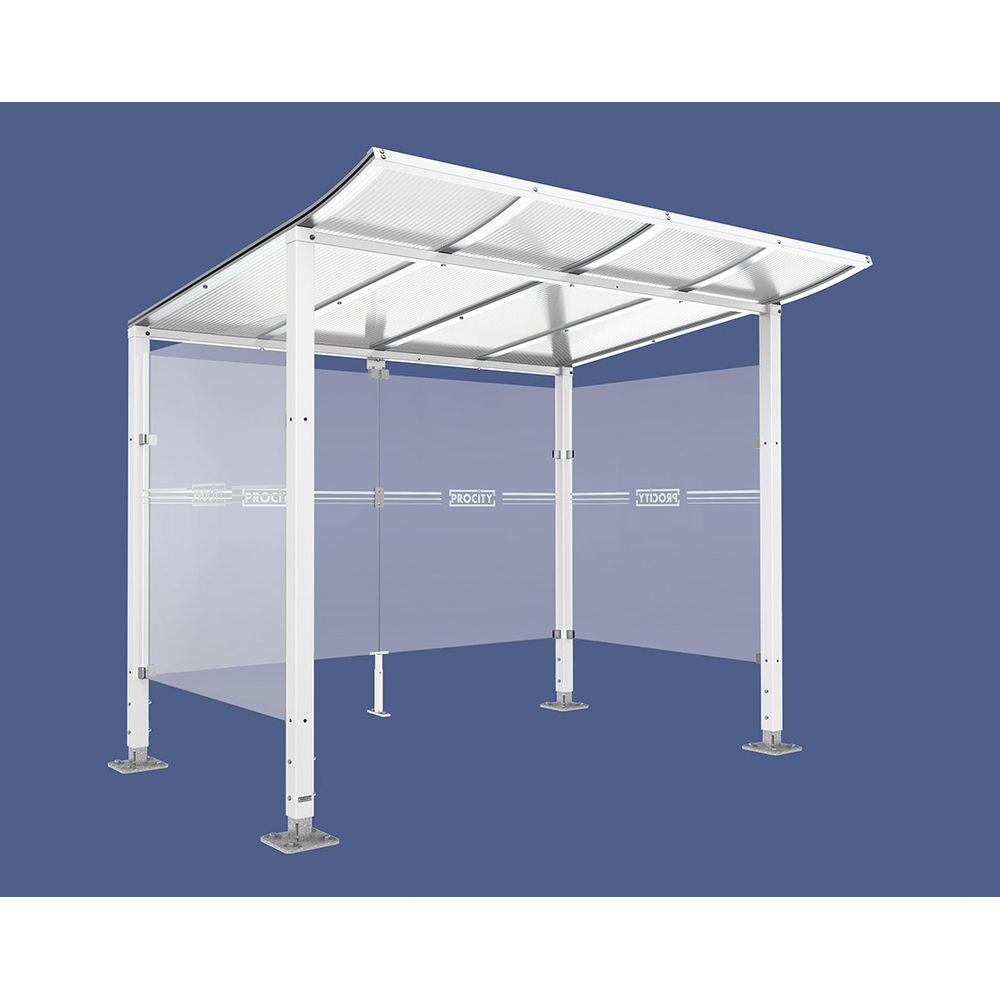 Abri vélos Modulo bardages en verre RAL9010 - Initial + bardage de fond et latéraux - Sur platines - Prof 2000mm - PROCITY - 599170.9010