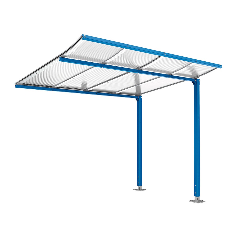 Abri vélos Modulo bardages en verre RAL5010 - compl sans bardage - Sur platines - Prof 2000mm - PROCITY - 599174.5010