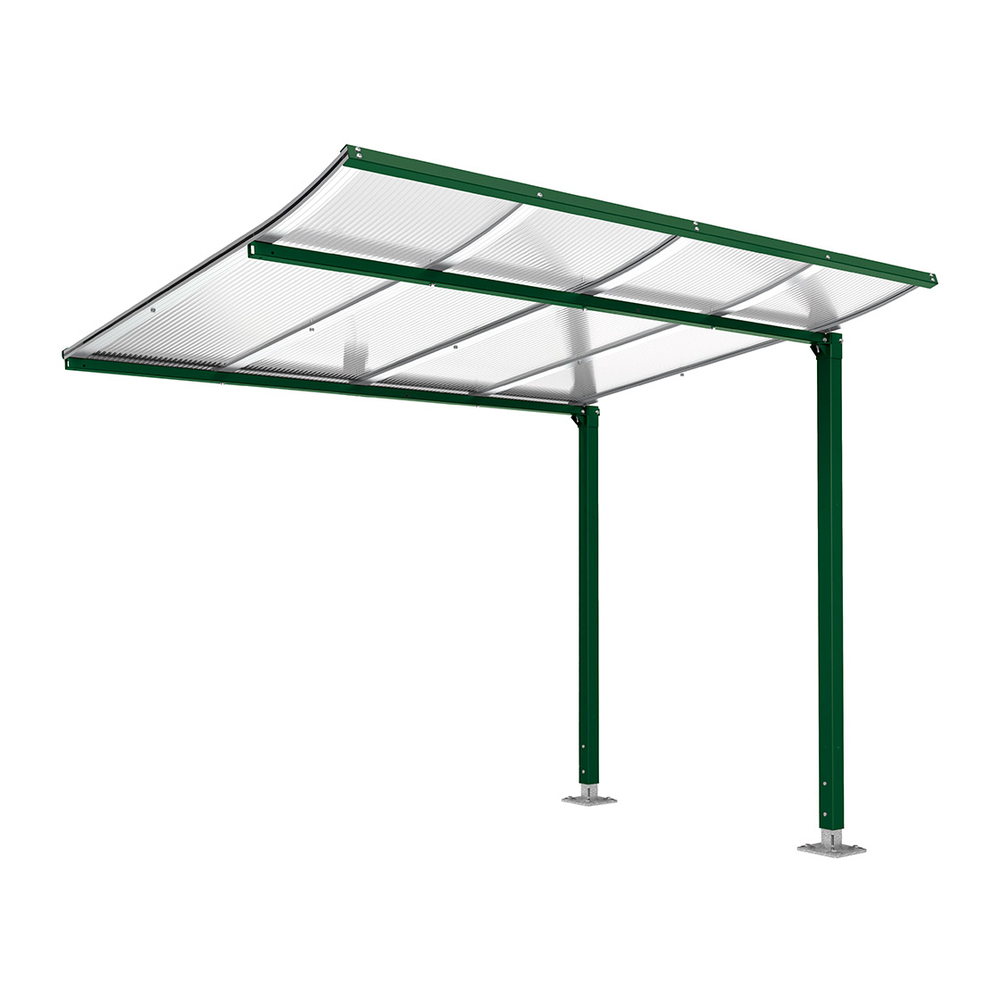 Abri vélos Modulo bardages en verre RAL6005 - compl sans bardage - Sur platines - Prof 2000mm - PROCITY - 599174.6005