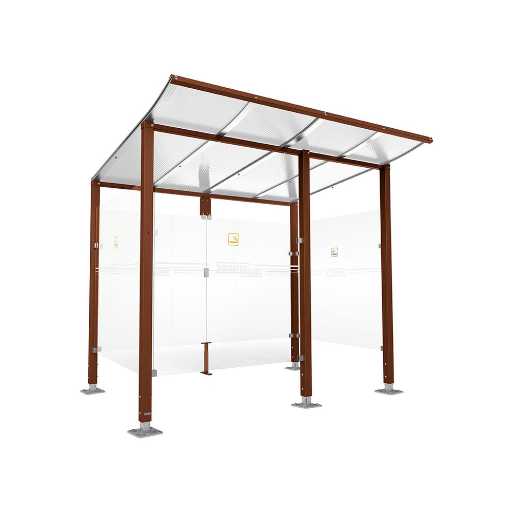 Abri fumeurs Modulo Aspect Corten - bardage de retour avant - Sur platines - Long 2500mm Prof 2000mm - PROCITY - 599570.S025