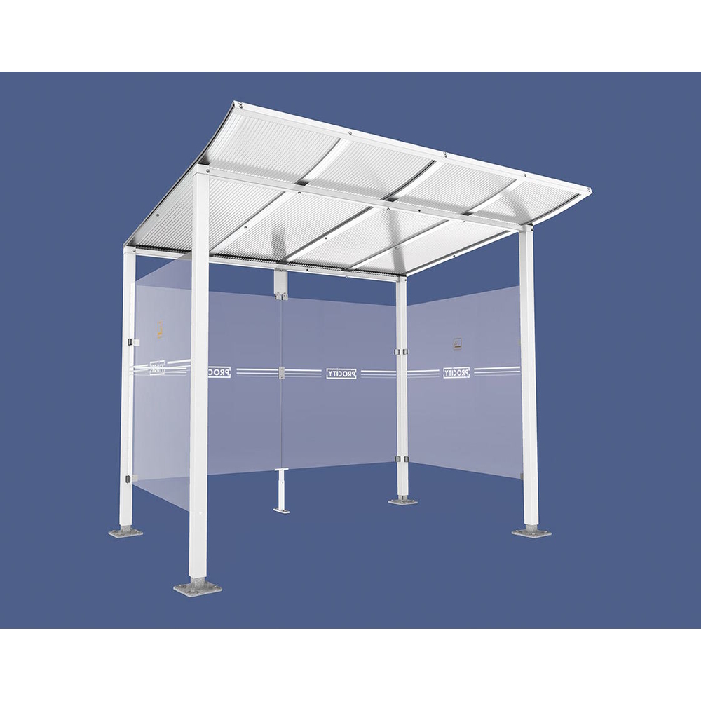 Abri fumeurs Modulo RAL9010 - Sans bardage de retour avant - Sur platines - Long 2500mm Prof 2000mm - PROCITY - 599572.9010
