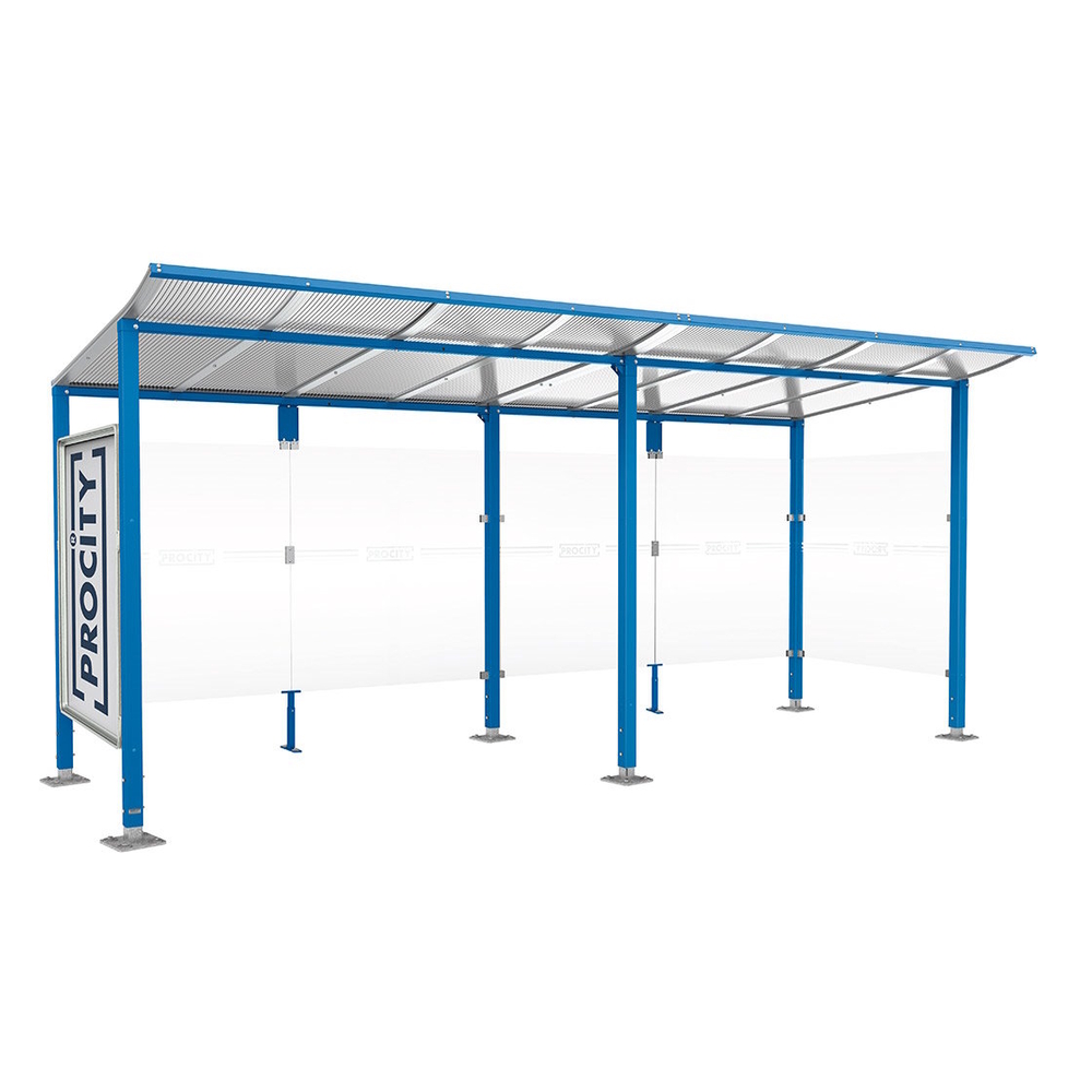 Station bus Modulo RAL5010 - 5000 mm - Vitrine et un bardage latéral - Sur platines - PROCITY - 599673.5010