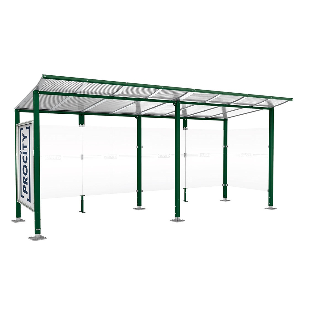 Station bus Modulo RAL6005 - 5000 mm - Vitrine et un bardage latéral - Sur platines - PROCITY - 599673.6005