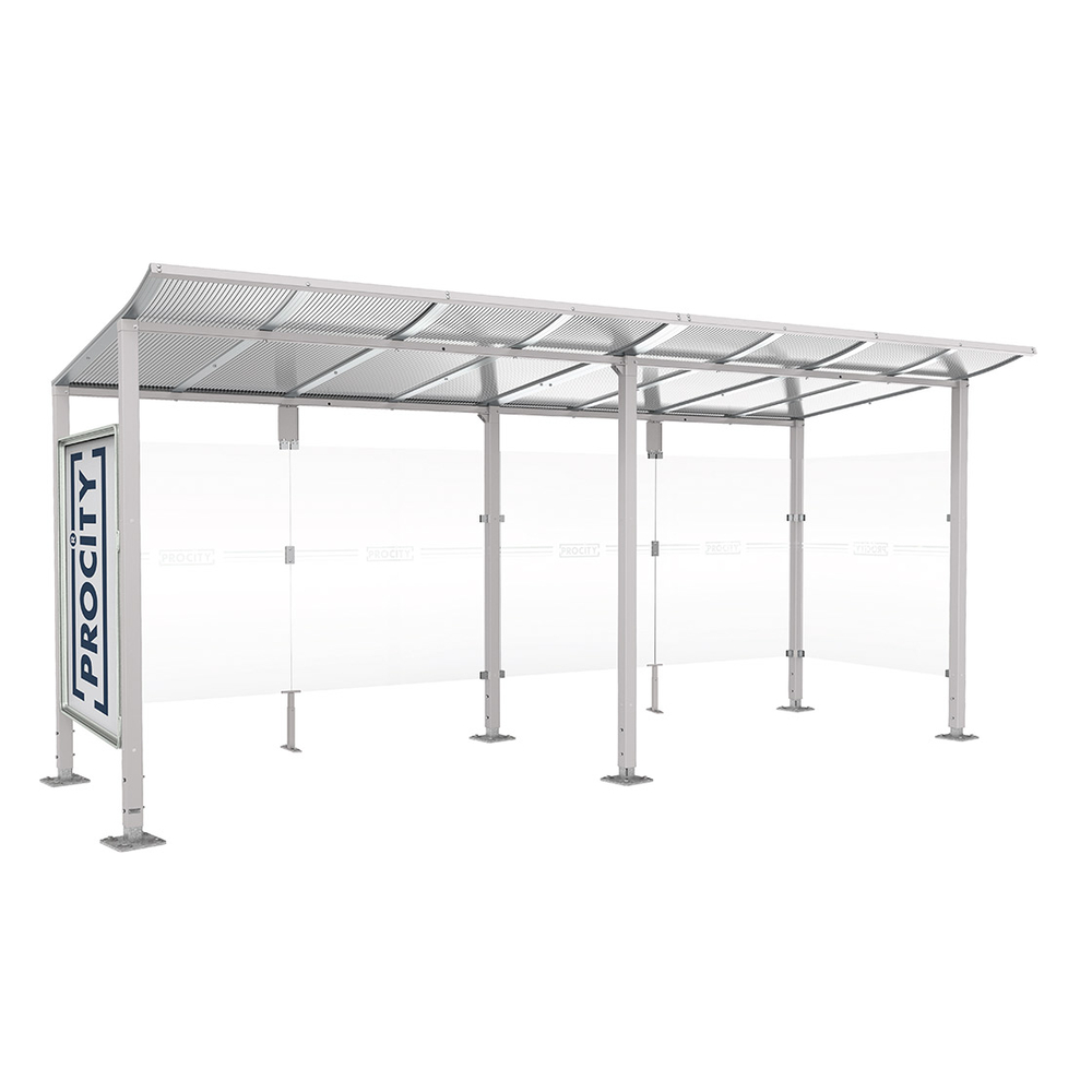 Station bus Modulo RAL7044 - 5000 mm - Vitrine et un bardage latéral - Sur platines - PROCITY - 599673.7044