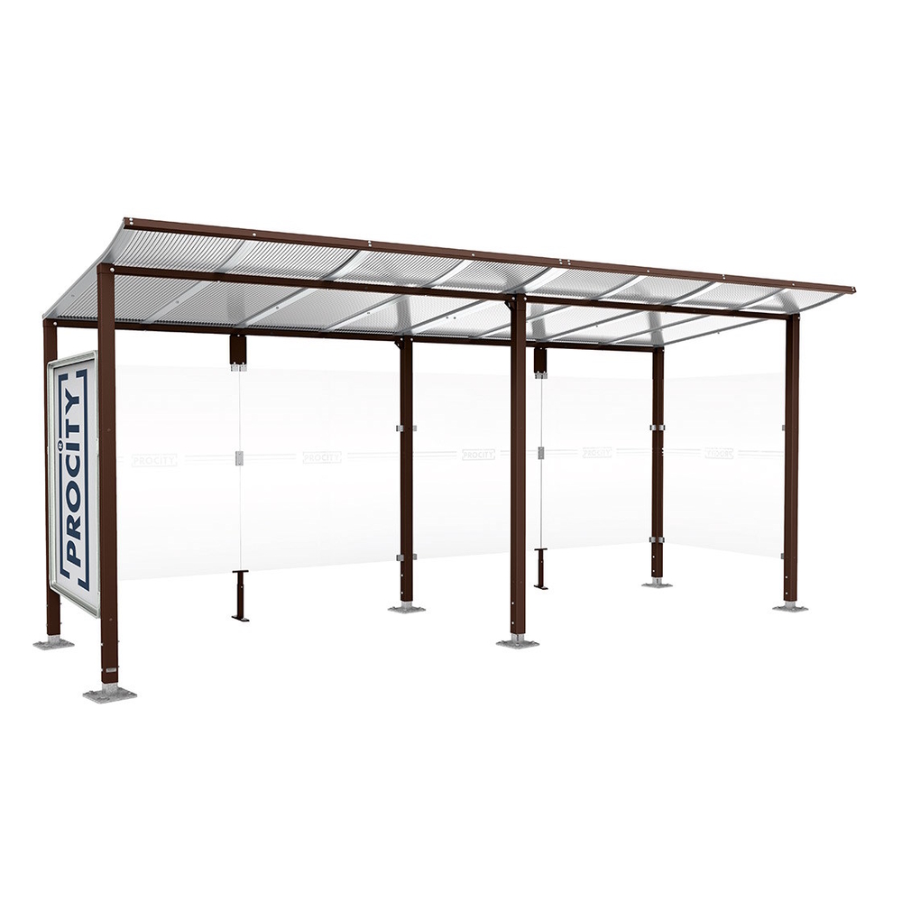 Station bus Modulo RAL8017 - 5000 mm - Vitrine et un bardage latéral - Sur platines - PROCITY - 599673.8017