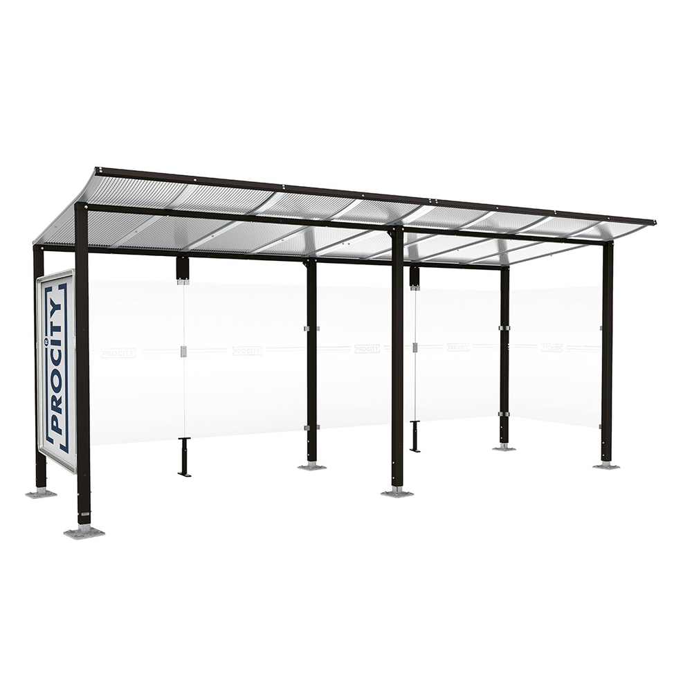 Station bus Modulo RAL9005 - 5000 mm - Vitrine et un bardage latéral - Sur platines - PROCITY - 599673.9005