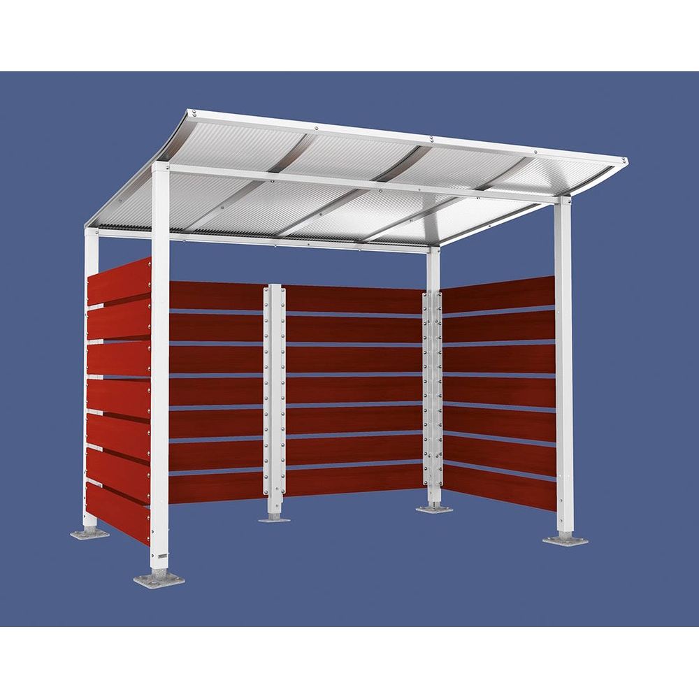 Abri conteneurs Modulo RAL9010 - Stratifié acajou - Sur platines - Larg 2500mm Prof 2000mm - PROCITY - 599780.9010.ACAJ