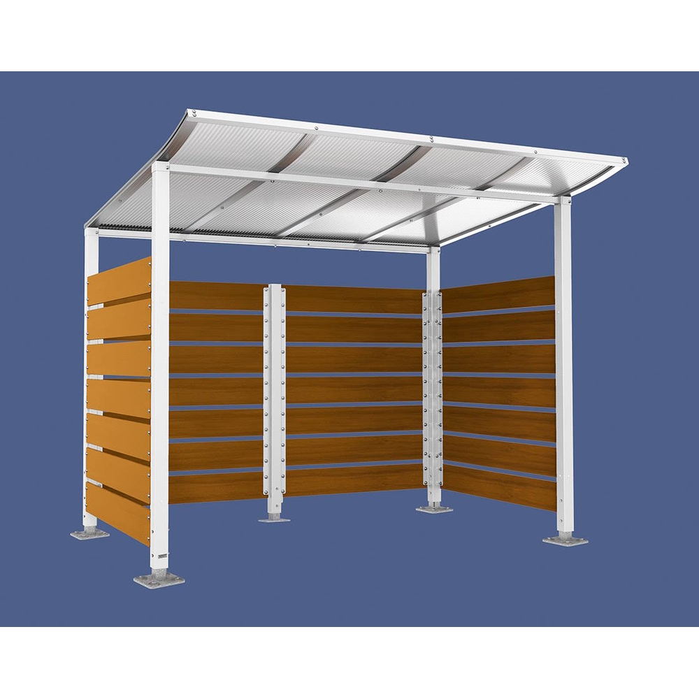 Abri conteneurs Modulo RAL9010 - Stratifié chêne clair - Sur platines - Larg 2500mm Prof 2000mm - PROCITY - 599780.9010.CHEC