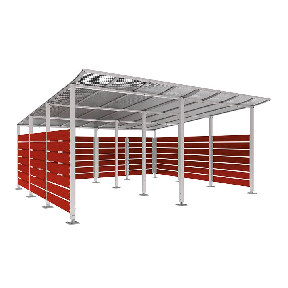 Abri conteneurs Modulo RAL7044 - Stratifié acajou - Sur platines - Larg 5000mm Prof 4800mm - PROCITY - 599785.7044.ACAJ