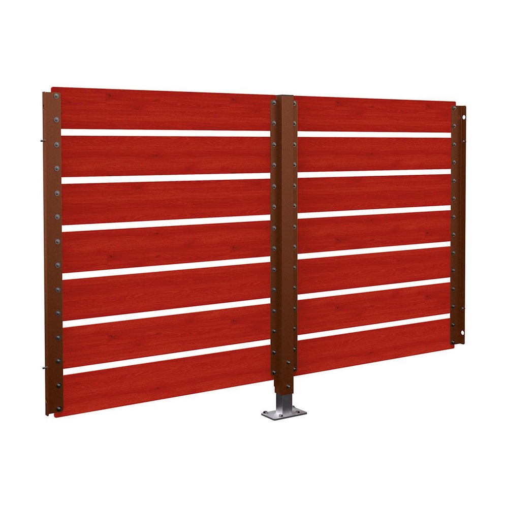 Bardage de retour avant 2500mm pour abri conteneurs Modulo Aspect Corten - Stratifié acajou - Sur platines - PROCITY - 599788.S025.ACAJ