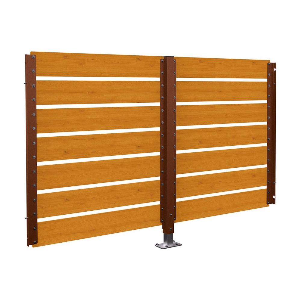Bardage de retour avant 2500mm pour abri conteneurs Modulo Aspect Corten - Stratifié chêne clair - Sur platines - PROCITY - 599788.S025.CHEC