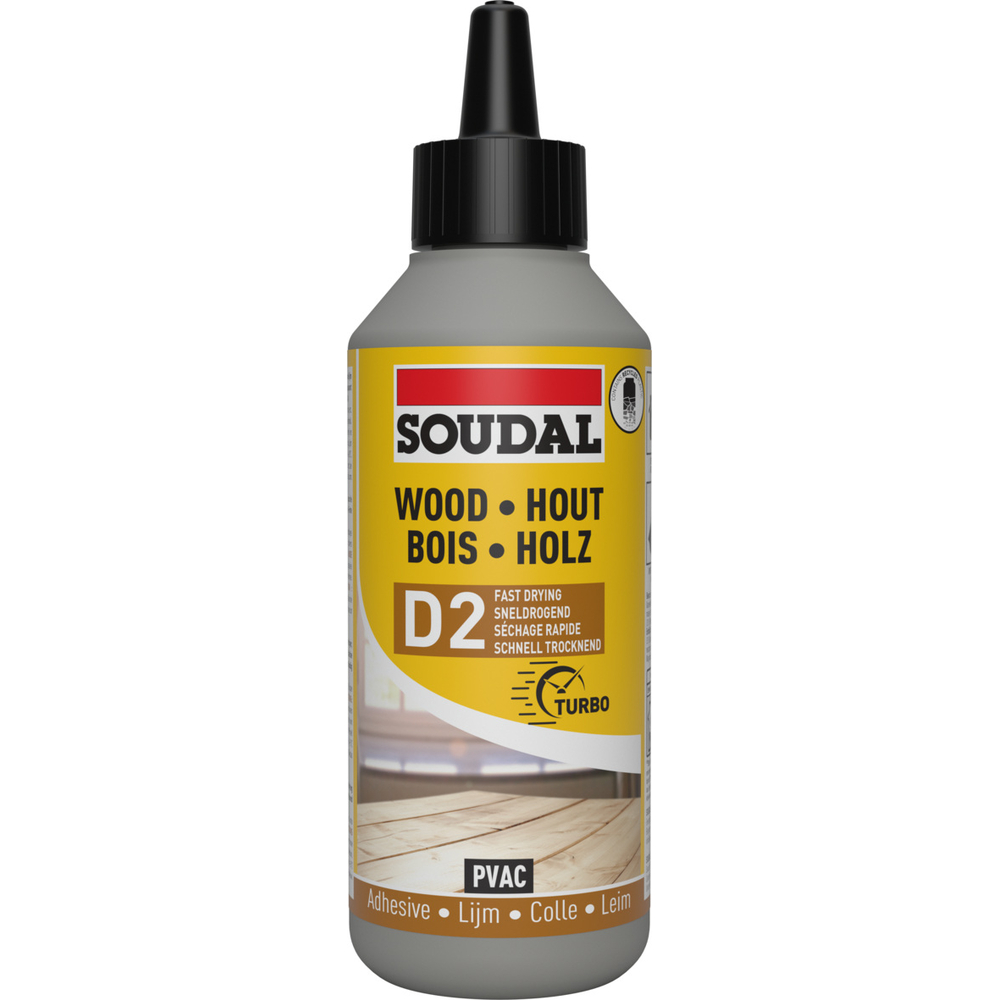 6 biberons 250gr de colle à bois rapide d2 - SOUDAL - 100055