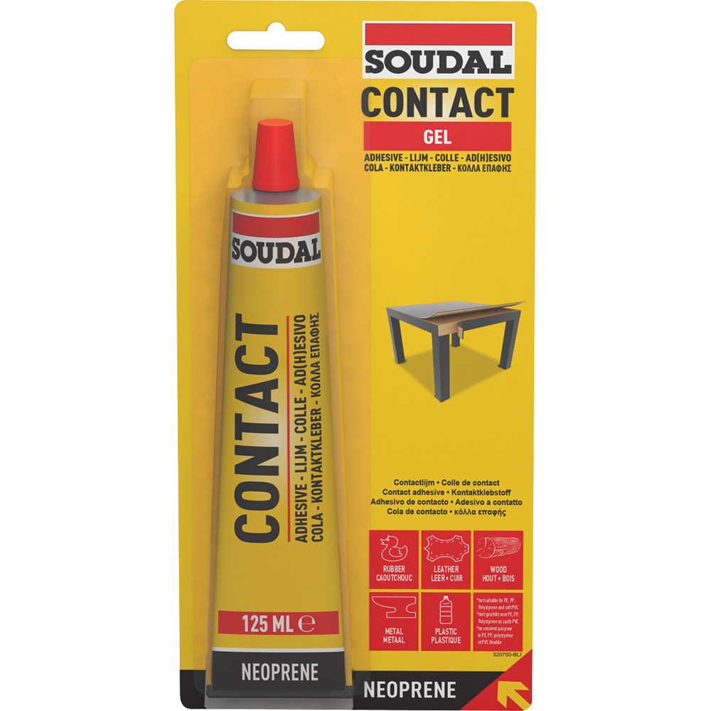 10 tubes en blister 125 ml colle néoprène gel 46a - SOUDAL - 111569