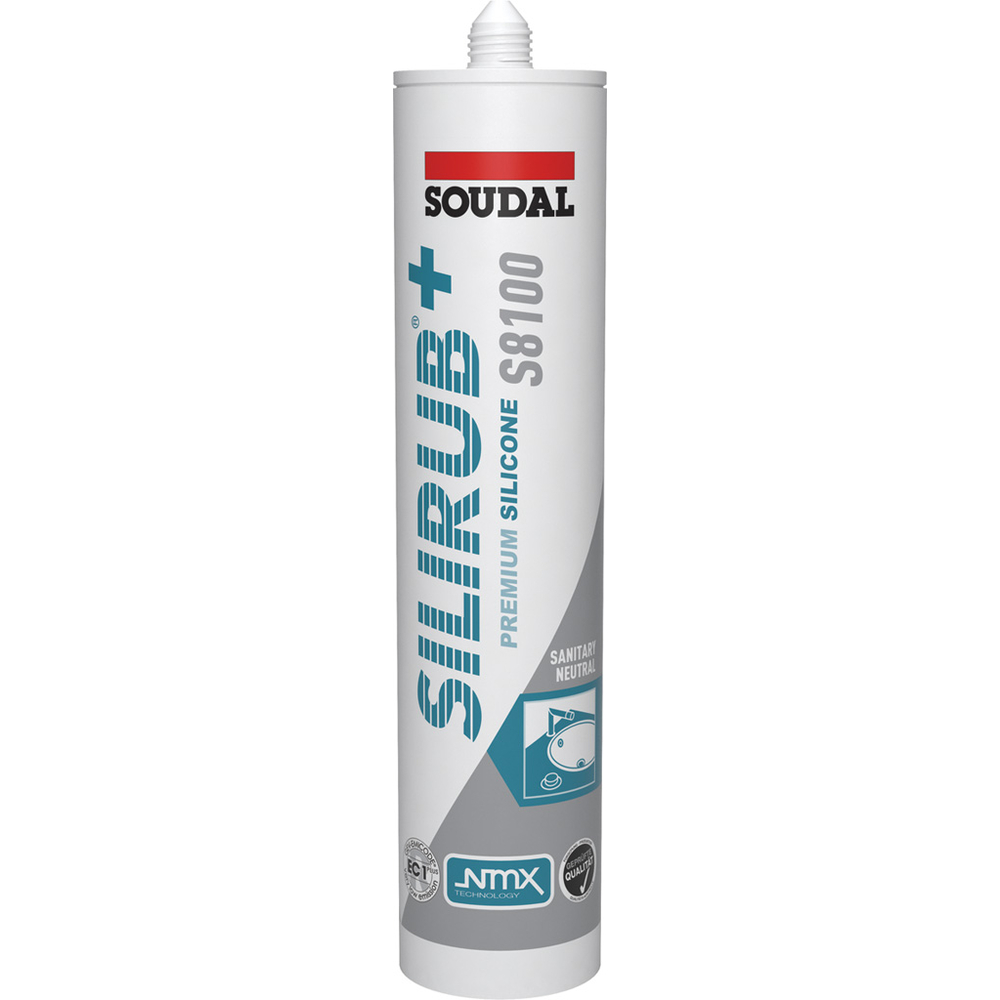 15 cartouches 300 ml SILIRUB + S 8100 gris sanitaire - SOUDAL - 135725