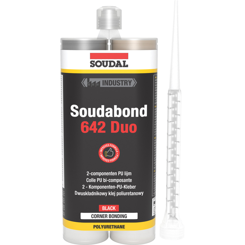 12 cartouches 600 ml SOUDABOND 642 duo 2 x 300 noir - SOUDAL - 154002