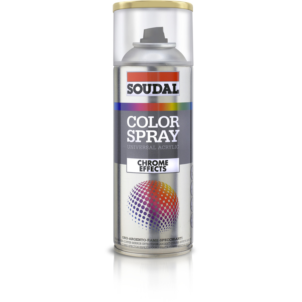 6 aérosols 400ml de color spray chromé argenté - SOUDAL - 160338
