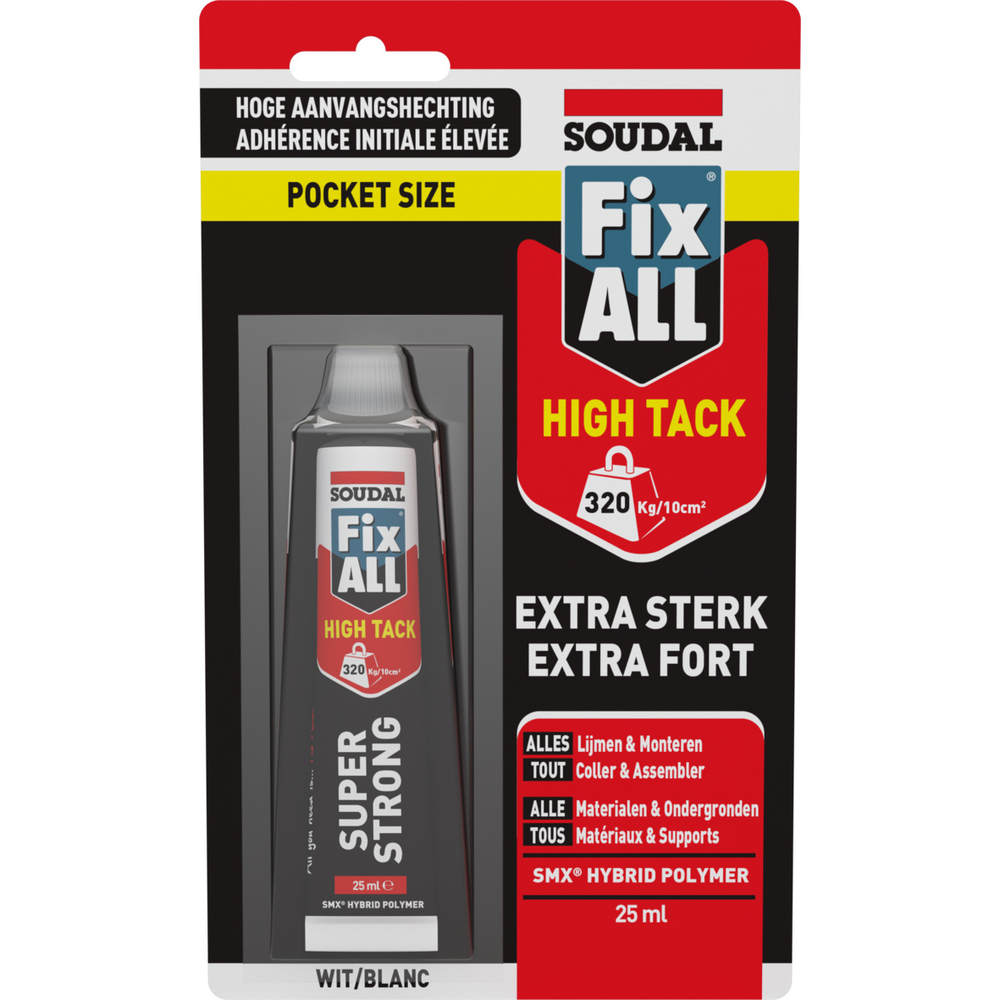 12 tubes eurolock 25 ml fix all high tack blanc - SOUDAL - 168053