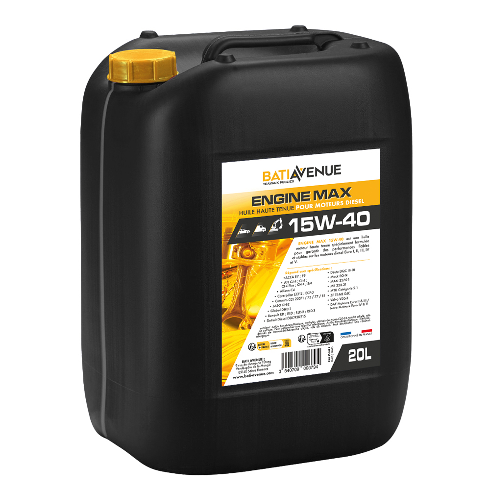 Huile moteur 15W40 - ENGINEMAX  - Bidon de 20L