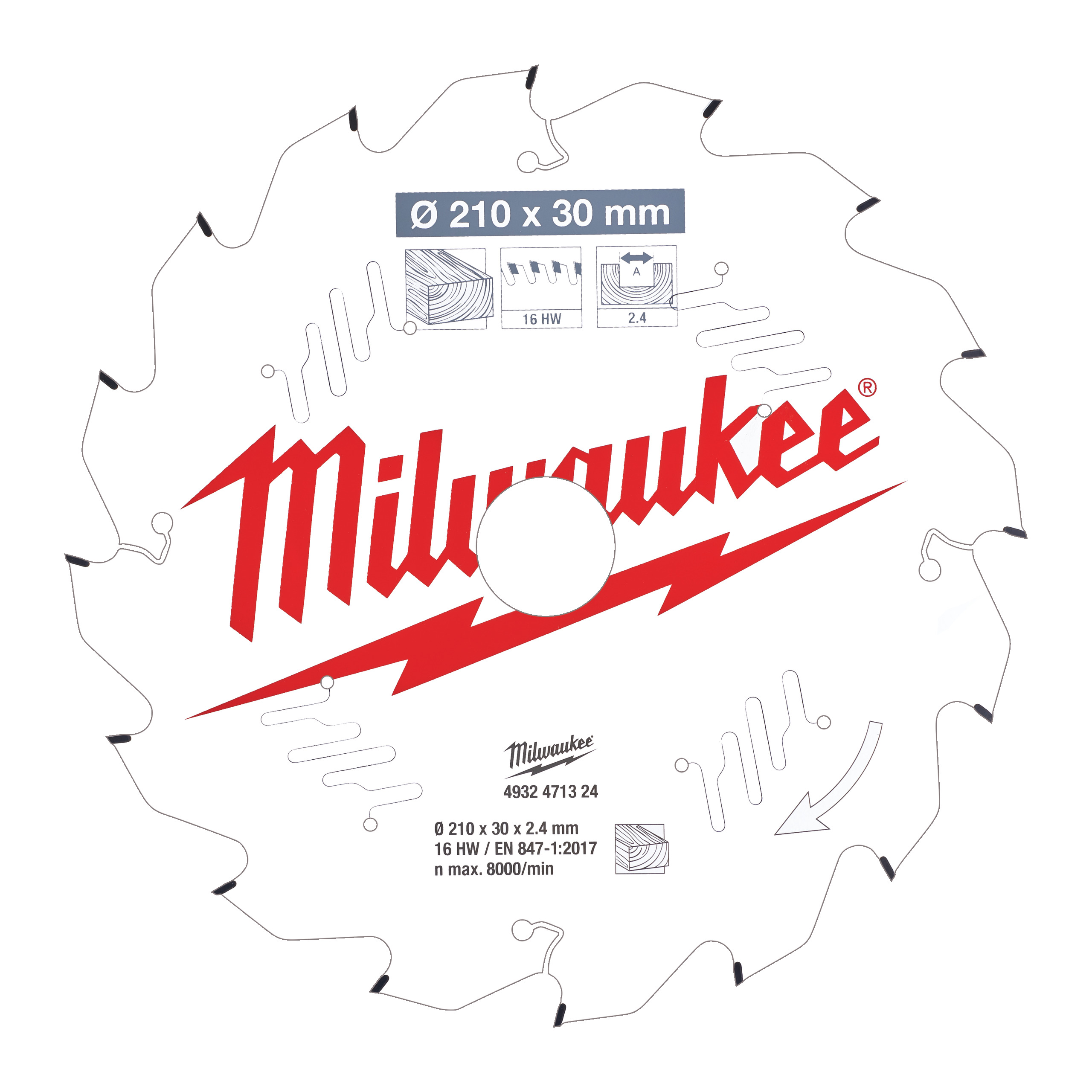 LAME ONGLET BOIS 210X30X2,4X16 ALT NEG MILWAUKEE ACCESSOIRES - 4932471324