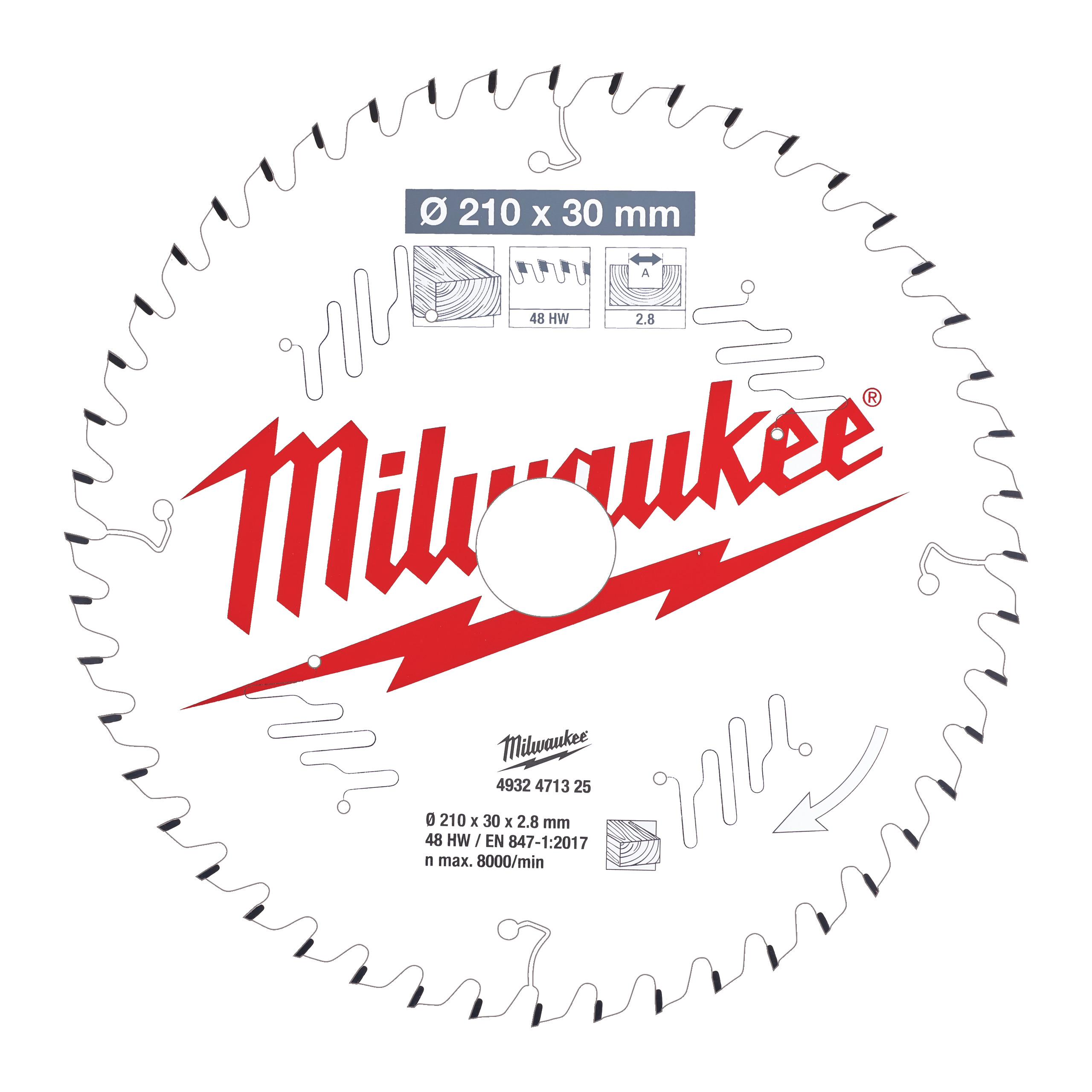 LAME ONGLET BOIS 210X30X2,8X48 ALT NEG MILWAUKEE ACCESSOIRES - 4932471325