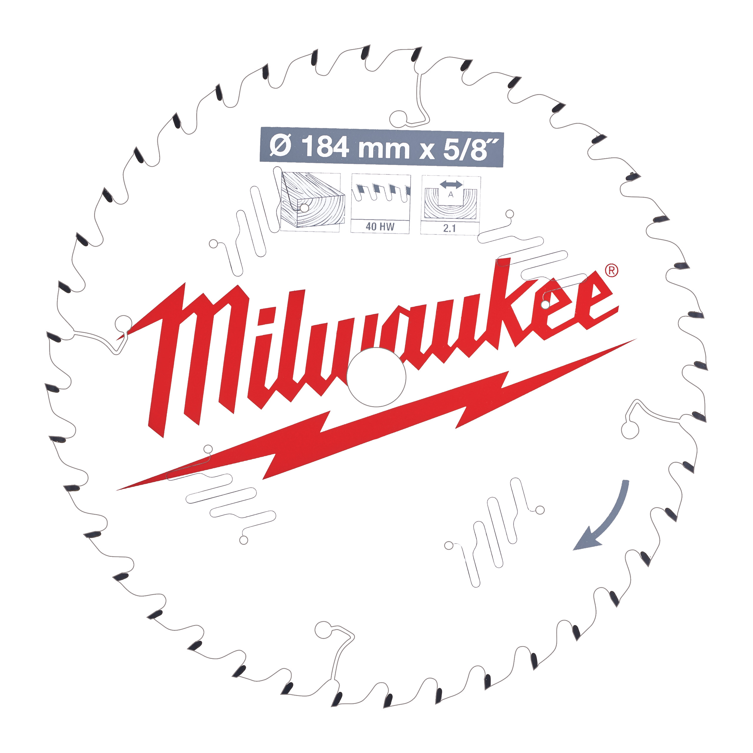 LAME SCIE CIRCULAIRE BOIS 184X5/8X2,1/40 ALTERNE MILWAUKEE ACCESSOIRES - 4932471379