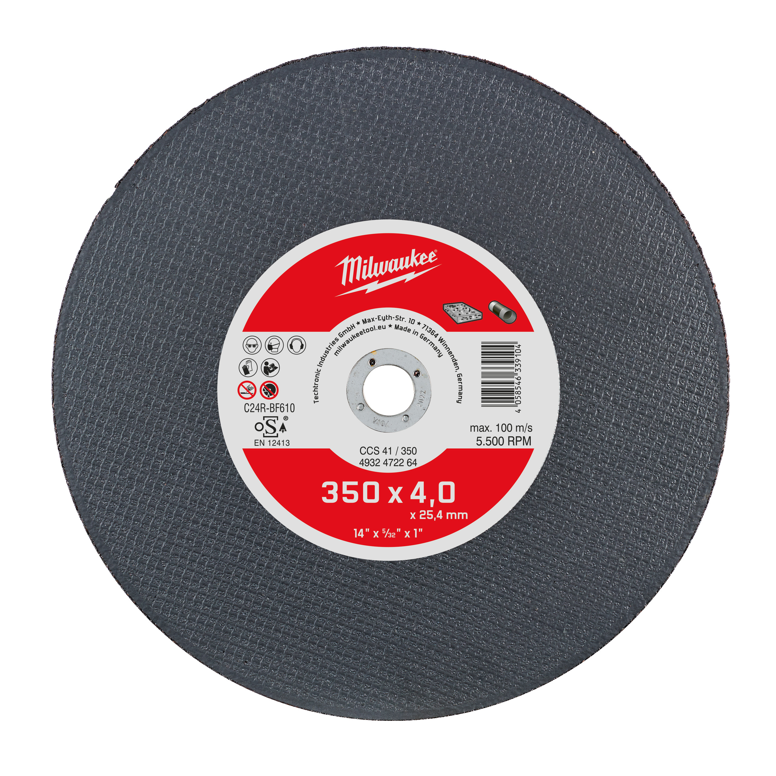 Disque a tronçonner ductile 350x4 mm 1pc MILWAUKEE - 4932472264
