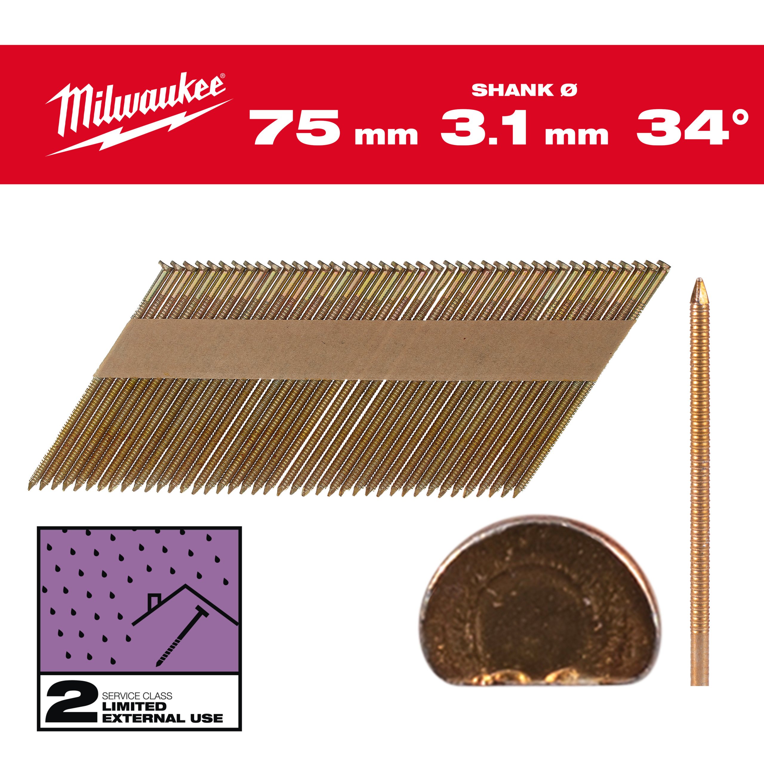 BOITE 2200 CLOUS 34° 80MM RS GALVA - Carton MILWAUKEE ACCESSOIRES - 4932492611