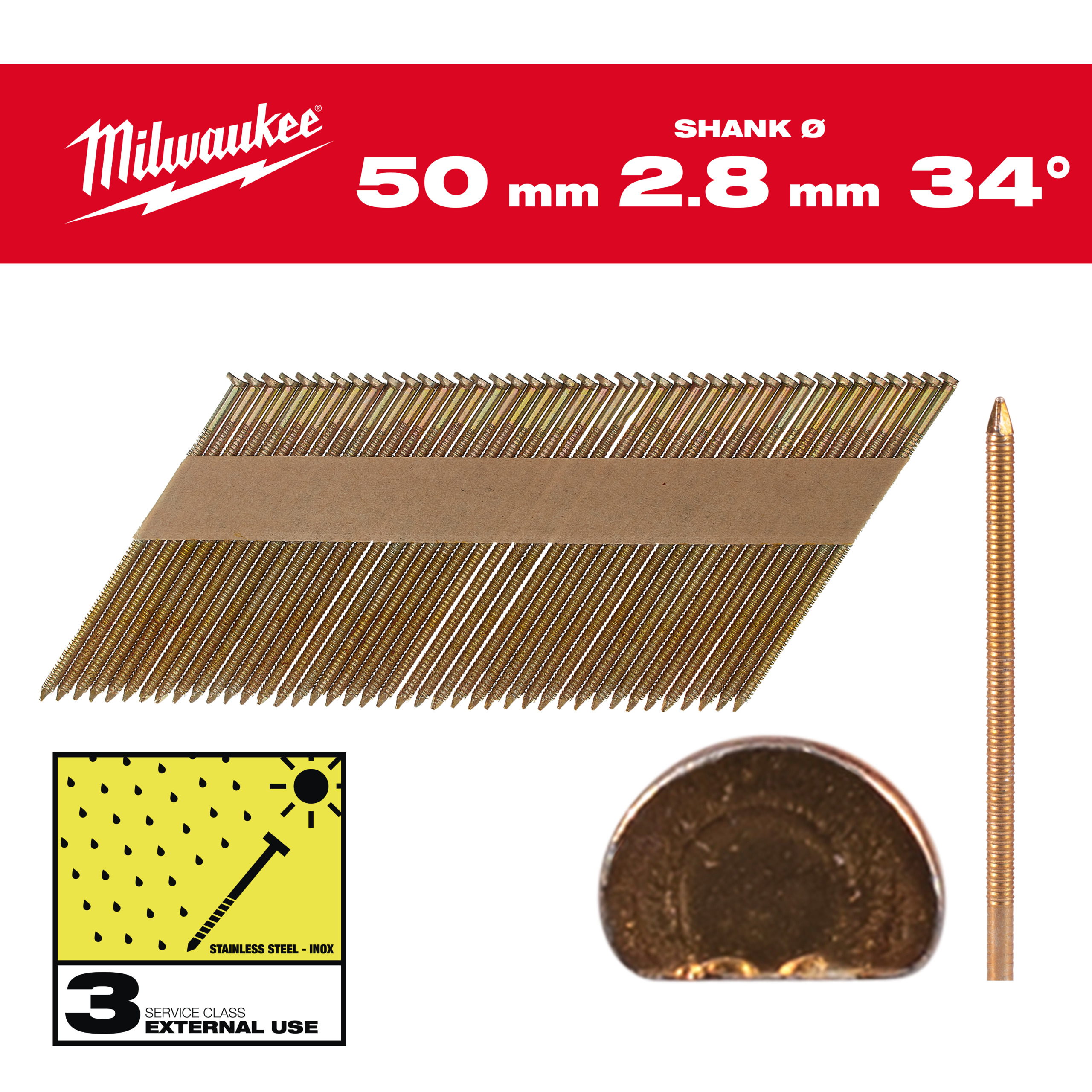 BOITE 2200 CLOUS 34° 63MM RS HDG - Carton MILWAUKEE ACCESSOIRES - 4932492614