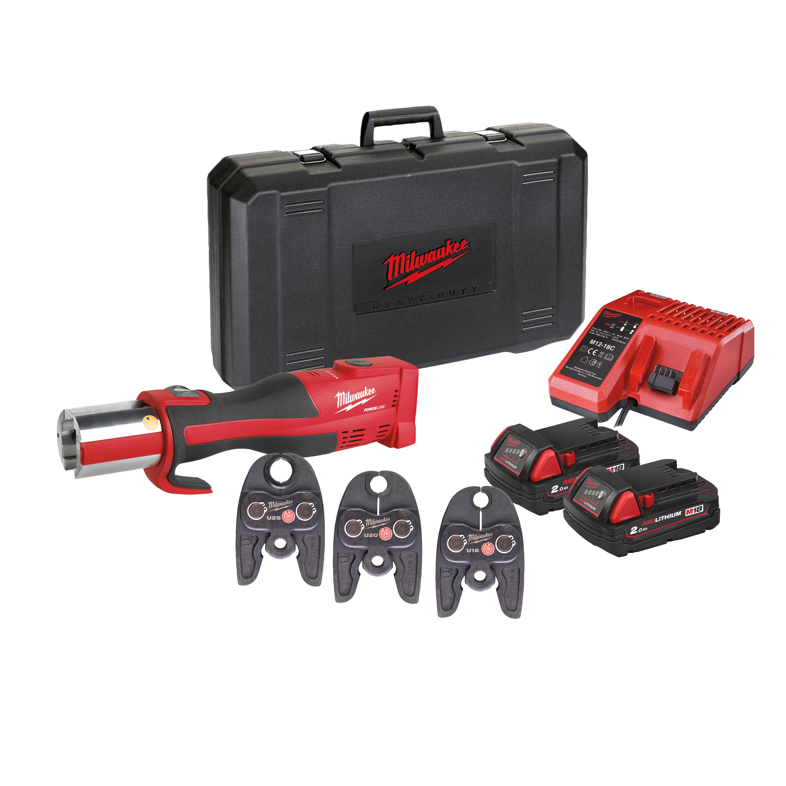 Pince à sertir FUEL 18V, 2Ah Plombier MILWAUKEE M18 BLHPT202C U-SET - 4933451136