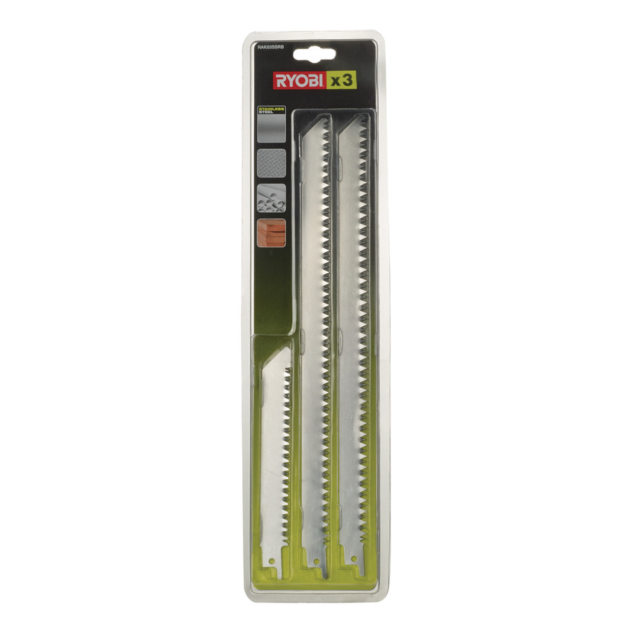 Blister 3 lames acier inox RYOBI RAK03SSRB grande longueur 300 & 152 mm - 5132002680