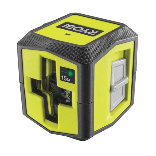 Laser croix vert - portée 15 m - précision +/- 0,5 mm - Livré avec une pince de fixation et 2 piles RYOBI - 5133004864