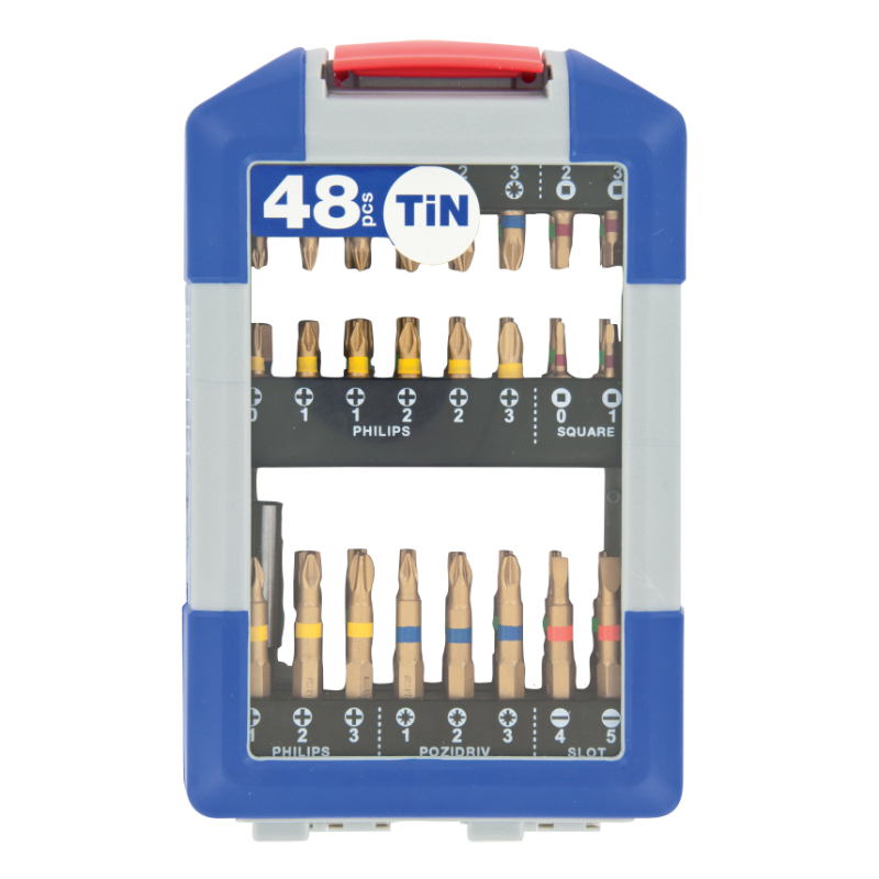 48 pièces -47 embouts torsion revêtus TiN bagués + 1 porte-embout magnétique TIVOLY - 11521572006